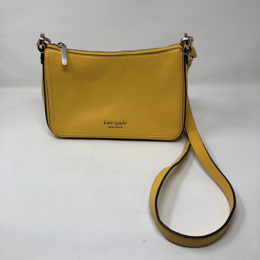 Kate Spade Hudson Medium Convertible Crossbody Purse Womens Small Yellow Leather - Picture 3 of 15